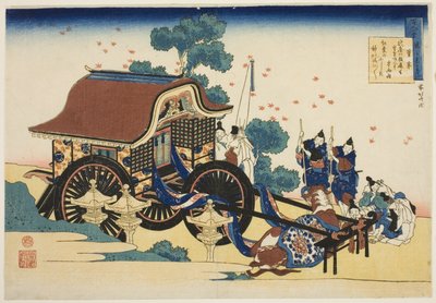 Poema de Kanke, de la serie "Cien poemas explicados por la nodriza (Hyakunin isshu uba ga etoki)" de Katsushika Hokusai