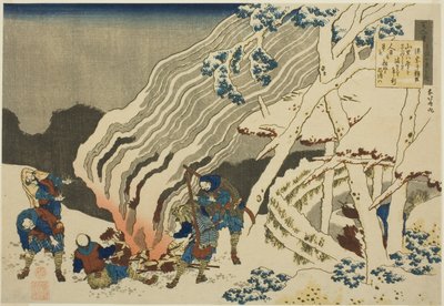 Poema de Minamoto no Muneyuki Ason, de la serie "Cien Poemas Explicados por la Nodriza (Hyakunin isshu uba ga etoki)" de Katsushika Hokusai