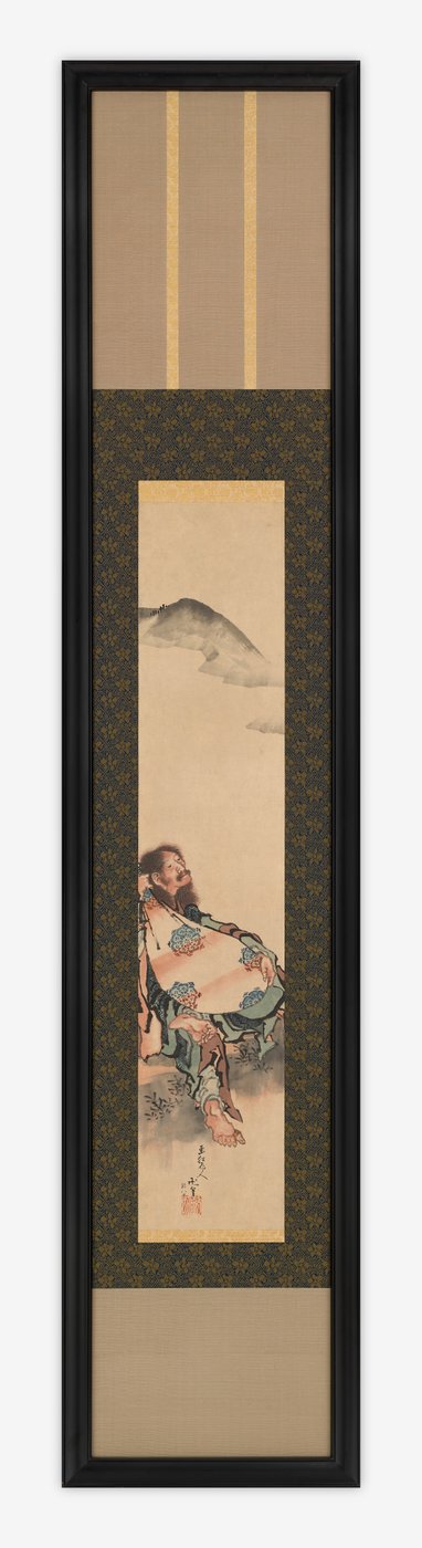 Poeta Semimaru con su laúd en una bolsa de Katsushika Hokusai