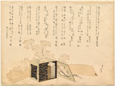 Portador de picnic portátil lacado y flores de cerezo de Katsushika Hokusai