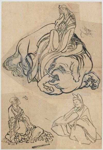 Boceto preparatorio para La cortesana Eguchi como el Bodhisattva Fugen de Katsushika Hokusai