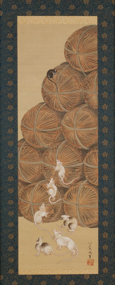 Ratas y fardos de arroz, período Edo, 1843 de Katsushika Hokusai