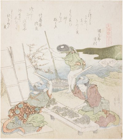 Reciclaje de papel, ilustración para The Fulling-block Shell de Katsushika Hokusai