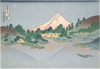 Reflejo de Fuji en el lago Misaka en la provincia de Kai, de la serie Treinta y seis vistas del monte Fuji de Katsushika Hokusai