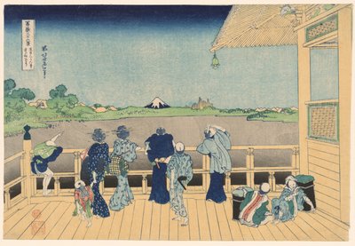 Sala Sazai en el Templo de los Quinientos Arhats (Gohyakurakanji Sazaido), de la serie "Treinta y seis vistas del Monte Fuji (Fugaku sanjurokkei)" de Katsushika Hokusai