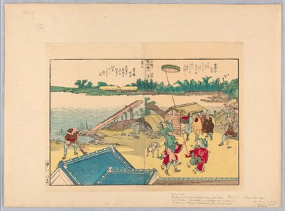 Escena de un pueblo de Katsushika Hokusai