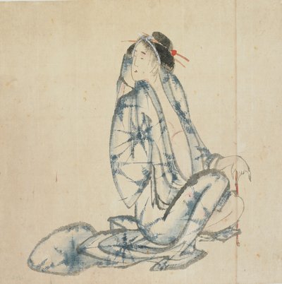 Cortesana sentada, finales del siglo XVIII-principios del siglo XIX de Katsushika Hokusai