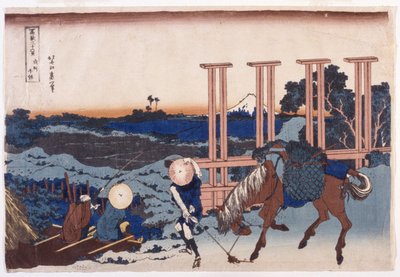 Senju en la provincia de Musashi (Bushu Senju) (xilografía en color) de Katsushika Hokusai
