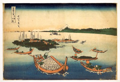 Serie de 36 vistas del monte Fuji: vista de la isla Tsukuda en la provincia de Musashi, Japón - Impresión de Katsushika Hokusai (1760-1849) (escuela ukiyo-e) 1830-1833 estado Museo Pushkin de Bellas Artes, Moscú de Katsushika Hokusai