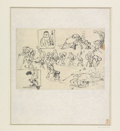 Bocetos de Shishi de Katsushika Hokusai