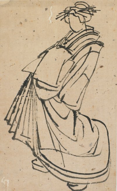 Boceto de una cortesana, finales del siglo XVIII-principios del siglo XIX de Katsushika Hokusai