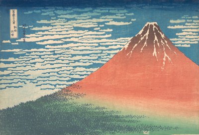 Viento del sur, cielo despejado (Gaifu kaisei), también conocido como Fuji rojo, de la serie Treinta y seis vistas de Katsushika Hokusai
