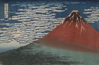 «Viento del sur en un amanecer despejado», también conocido como «Fuji rojo», de la serie «Las treinta y seis vistas del monte Fuji» de Katsushika Hokusai