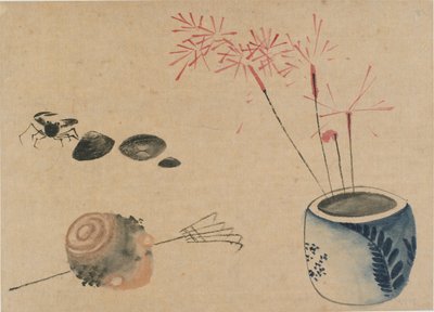 Bengalas, cangrejo y bulbo, finales del siglo XVIII-principios del XIX de Katsushika Hokusai