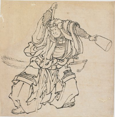 Guerrero de pie con armadura completa, finales del siglo XVIII-principios del siglo XIX de Katsushika Hokusai