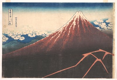 Tormenta bajo el monte Fuji (Sanka no haku u), de la serie «Las treinta y seis vistas del monte Fuji» (Fugaku sanjūrokkei) de Katsushika Hokusai