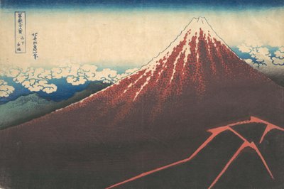 Tormenta bajo el Monte Fuji, de la serie Treinta y seis vistas del Monte... de Katsushika Hokusai
