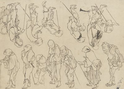 Estudios de peregrinos cojos, período Edo de Katsushika Hokusai