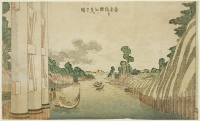 Río Sumida visto desde el puente Azuma (Azumabashi yori Sumida wo miru no zu), de un grupo de paisajes de estilo occidental de Katsushika Hokusai