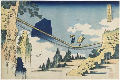 Puente colgante entre las provincias de Hida y Etchu de Katsushika Hokusai
