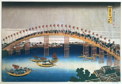 Puente Temma, Osaka, Japón, 1830 de Katsushika Hokusai