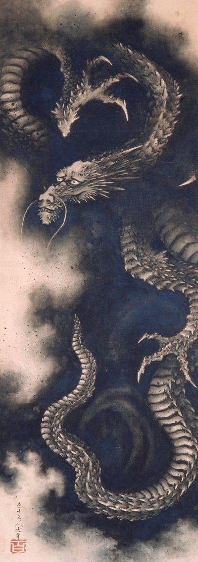 El dragón entre las nubes, 1849 de Katsushika Hokusai