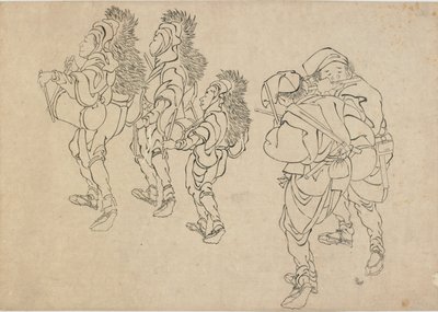 La danza del león de Katsushika Hokusai