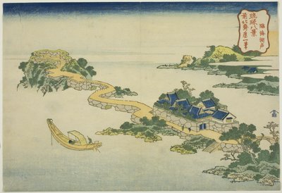 El sonido del lago en Rinkai, de la serie "Ocho vistas de las islas Ryukyu" de Katsushika Hokusai