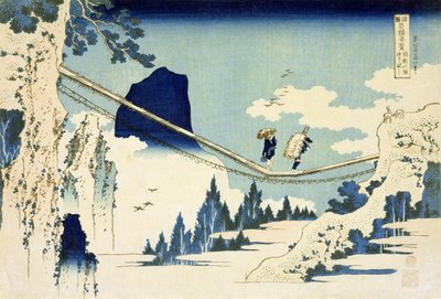 El puente colgante entre Hida y Etchu de Katsushika Hokusai