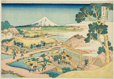 La Plantación de Té de Katakura en la Provincia de Suruga (Sunshu Katakura chaen no Fuji), de la serie "Treinta y Seis Vistas del Monte Fuji (Fugaku sanjurokkei)" de Katsushika Hokusai