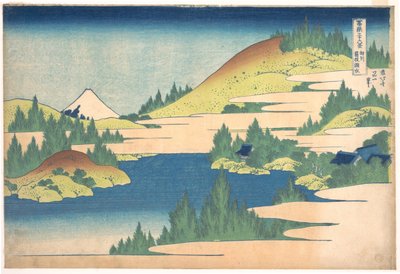 El lago de Hakone en la provincia de Sagami de la serie 36 vistas del monte Fuji, 1830-1833 de Katsushika Hokusai