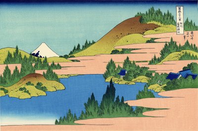 El lago de Hakone en la provincia de Segami, c.1830 (xilografía) de Katsushika Hokusai