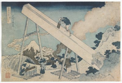 Treinta y seis vistas del Monte Fuji: En las montañas de la provincia de Totomi, Período Edo, c.1831 de Katsushika Hokusai