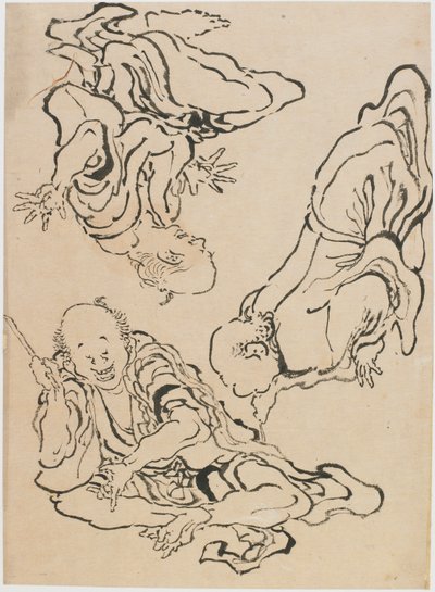 Tres hombres gesticulando, finales del siglo XVIII-principios del siglo XIX de Katsushika Hokusai
