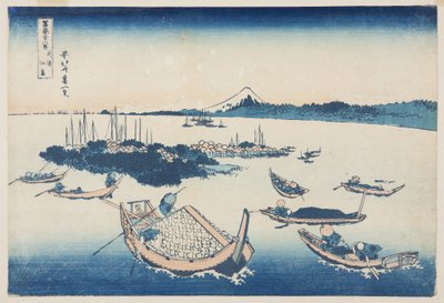 Isla Tsukuda [en Edo] en la provincia de Musashi de Katsushika Hokusai