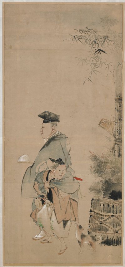 Dos artistas paseando en el Año Nuevo, período Edo de Katsushika Hokusai