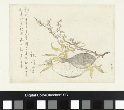 Dos lenguados y ciruela de Katsushika Hokusai