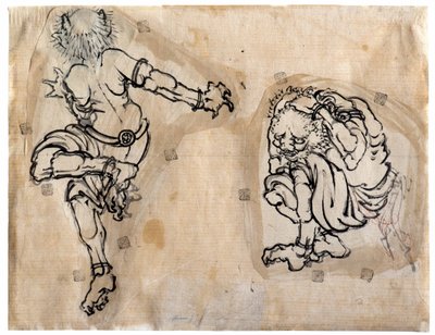 Dos Demonios Oni, 1830-1839 de Katsushika Hokusai