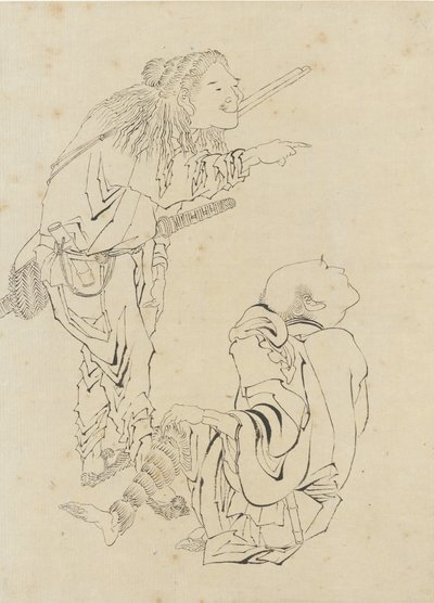 Dos cazadores, período Edo de Katsushika Hokusai