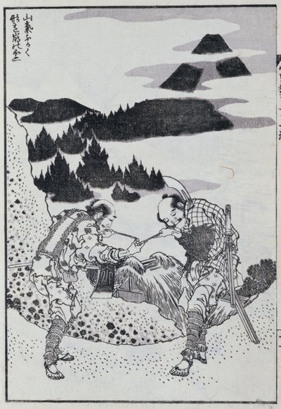 Dos hombres, de un Manga (grabado en madera a color) de Katsushika Hokusai