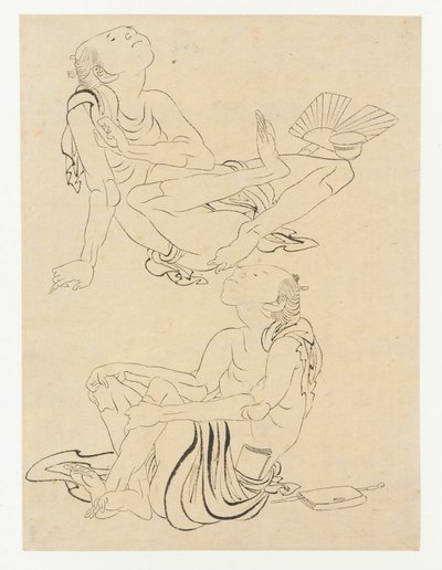 Dos hombres relajándose en verano de Katsushika Hokusai