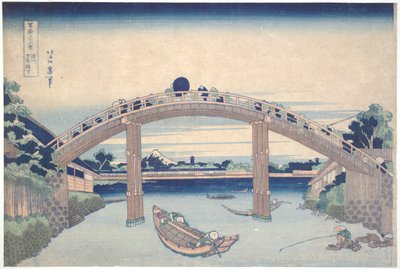 Bajo el puente Mannen en Fukagawa, de la serie Treinta y seis vistas del monte Fuji de Katsushika Hokusai
