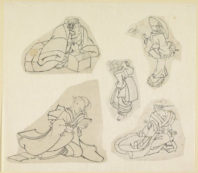 cinco figuras femeninas de Katsushika Hokusai