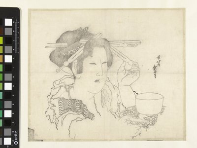 Mujer con taza de té de Katsushika Hokusai