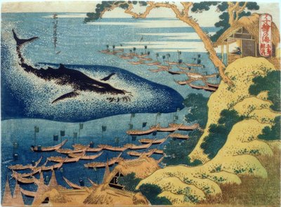 Caza de ballenas frente a las islas Gotō de Katsushika Hokusai