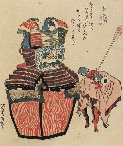 Armadura de guerrero y flecha a través de pergamino, 1820-1834 de Katsushika Hokusai