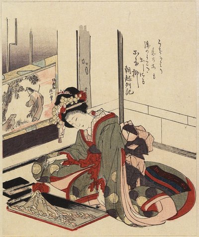 Mujer Arreglando Bonkei, 1820-1834 de Katsushika Hokusai