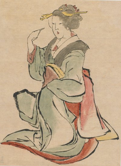 Mujer mirando a la derecha, haciendo señas, finales del siglo XVIII-principios del siglo XIX de Katsushika Hokusai
