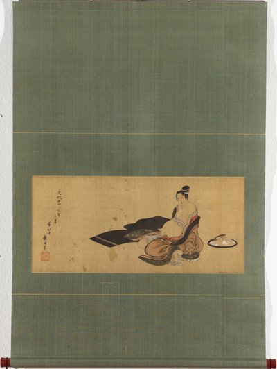 Mujer dando a luz con un atuendo desaliñado Detalle de Katsushika Hokusai