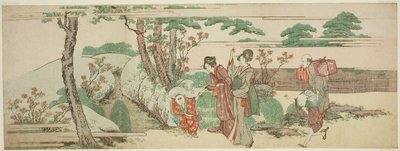 Mujeres y niños de picnic de Katsushika Hokusai